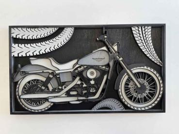 Motorcycle "Chopper" as wall picture -final wall picture gray to white painted